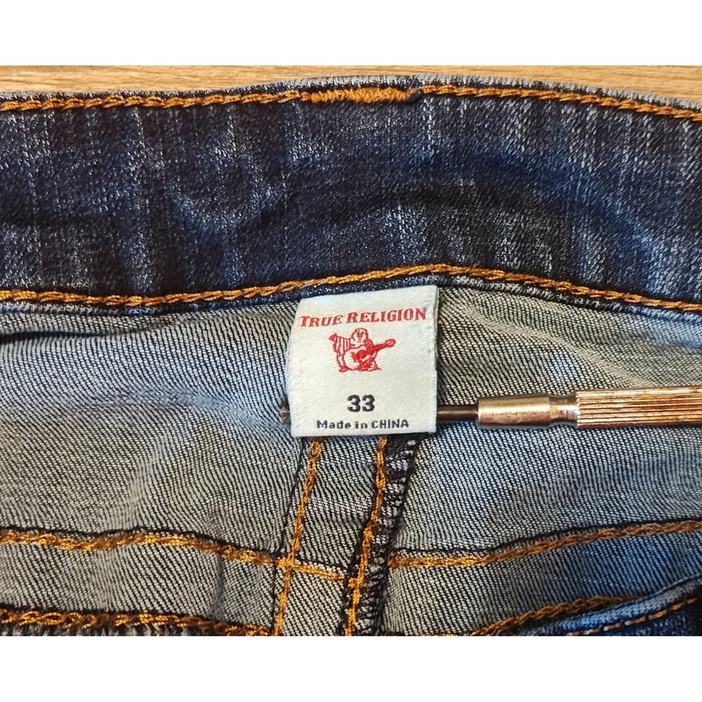 True Religion Halle Super Skinny Jeans Womens 33 Dark Blue Mid Rise Horseshoe - Picture 6 of 13